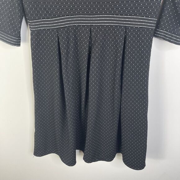 Max Studio Jersey Knit Dress Polka dot Black & White Fit & Flare 3/4 Sleeve M - Picture 9 of 10